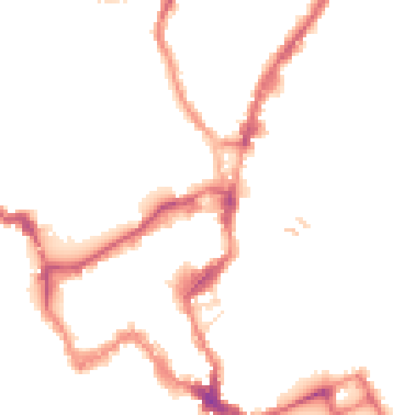 Night-time road noise heatmap for SY1 1PD