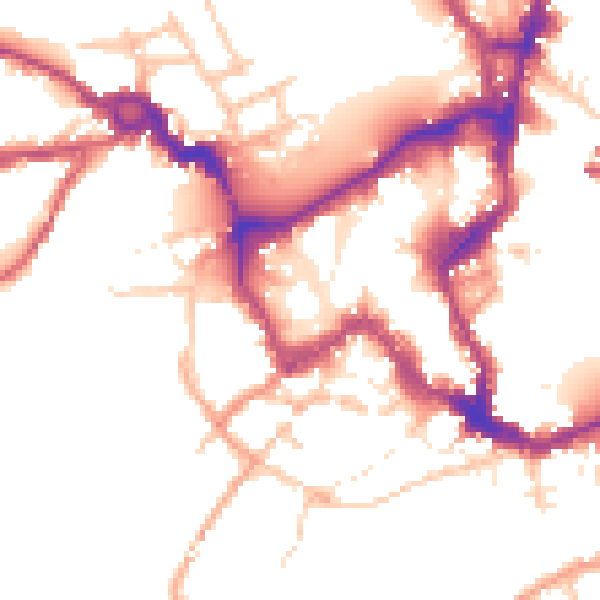 Daytime road noise heatmap for SY1 1QD