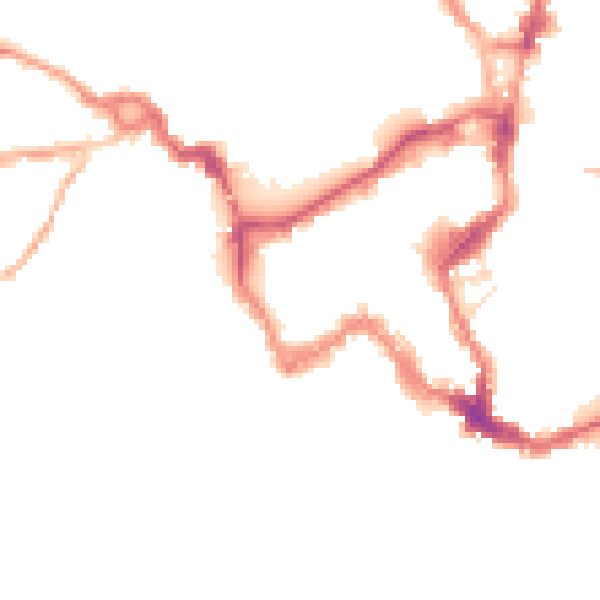 Night-time road noise heatmap for SY1 1QD