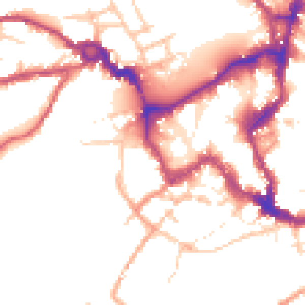 Daytime road noise heatmap for SY1 1QJ
