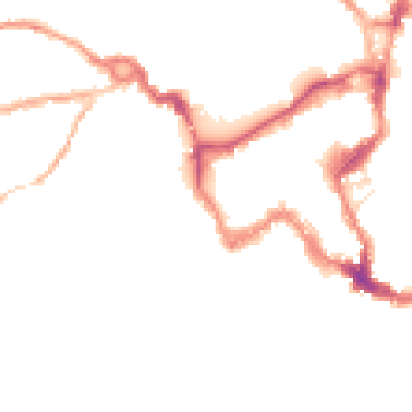 Night-time road noise heatmap for SY1 1QJ