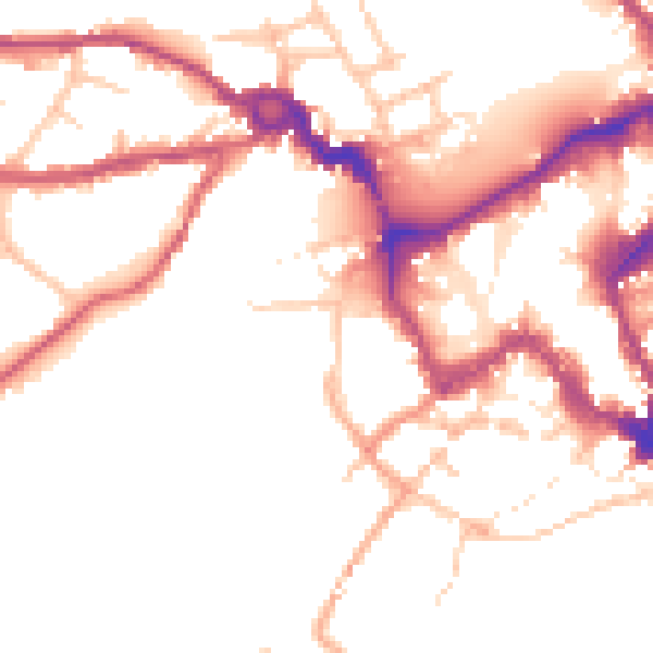 Daytime road noise heatmap for SY1 1RJ