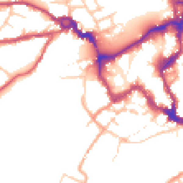 Daytime road noise heatmap for SY1 1RQ