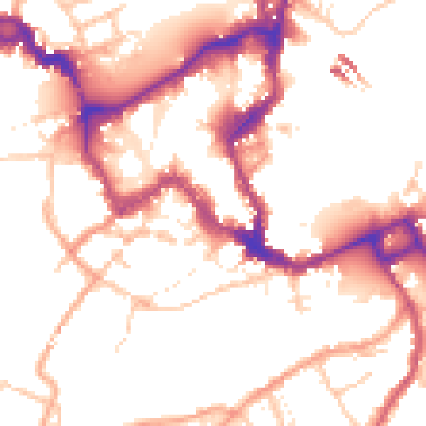 Daytime road noise heatmap for SY1 1SP