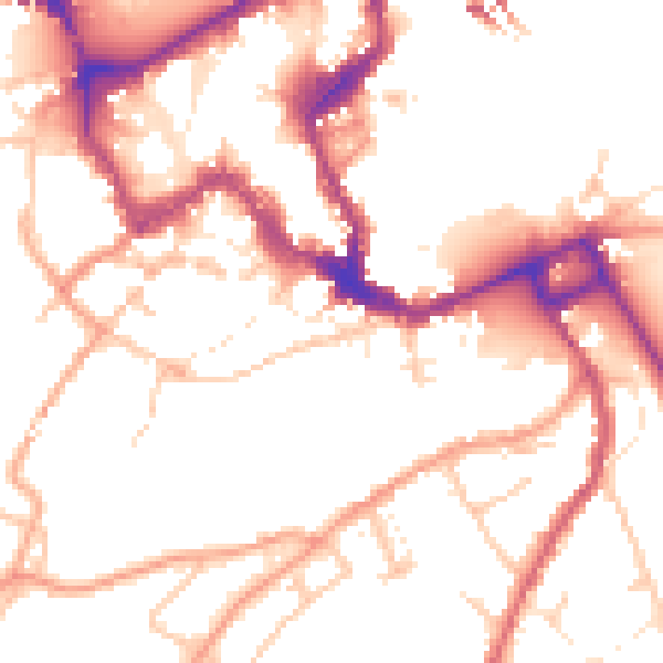 Daytime road noise heatmap for SY1 1TX