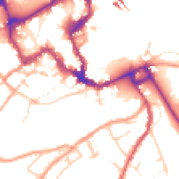 Daytime road noise heatmap for SY1 1TZ