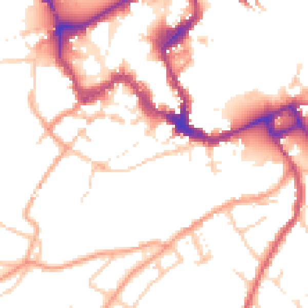 Daytime road noise heatmap for SY1 1UE