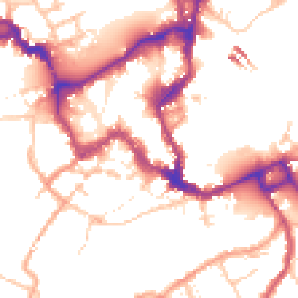 Daytime road noise heatmap for SY1 1UR