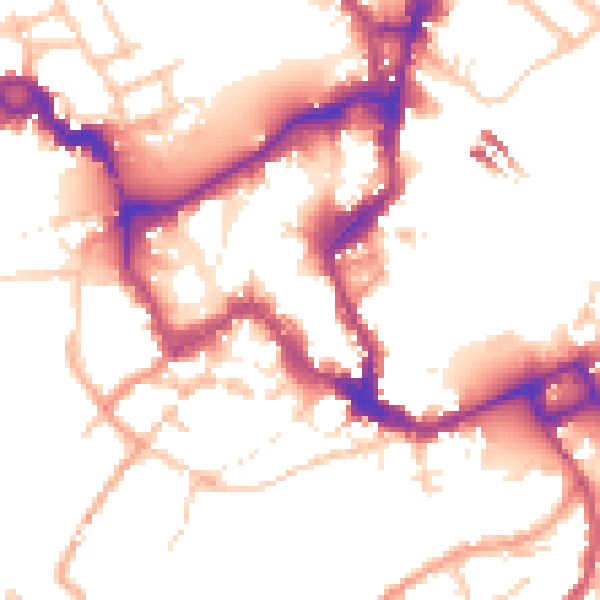 Daytime road noise heatmap for SY1 1UW