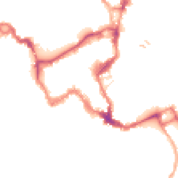 Night-time road noise heatmap for SY1 1UW