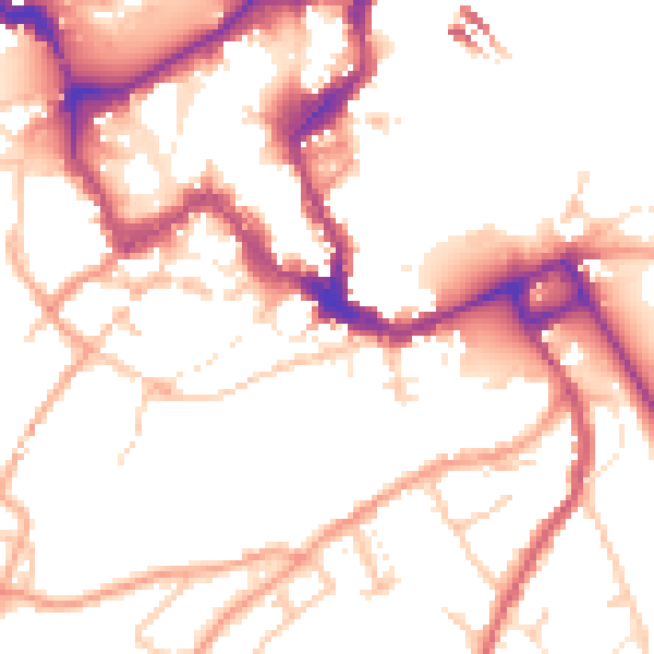 Daytime road noise heatmap for SY1 1XA