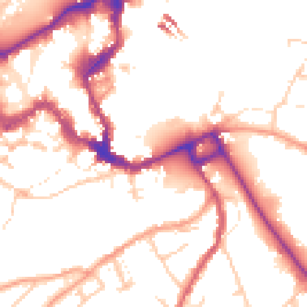 Daytime road noise heatmap for SY1 1XH