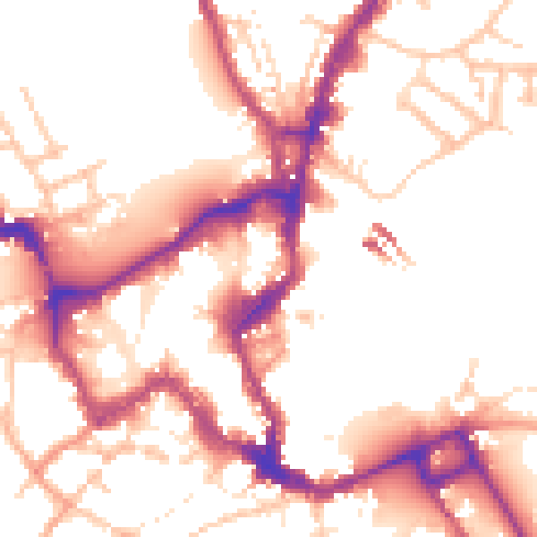 Daytime road noise heatmap for SY1 2AJ