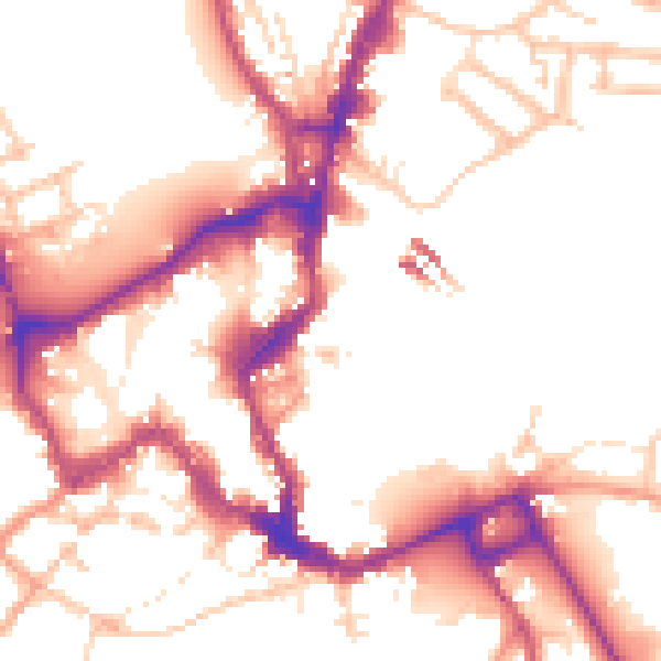 Daytime road noise heatmap for SY1 2AU