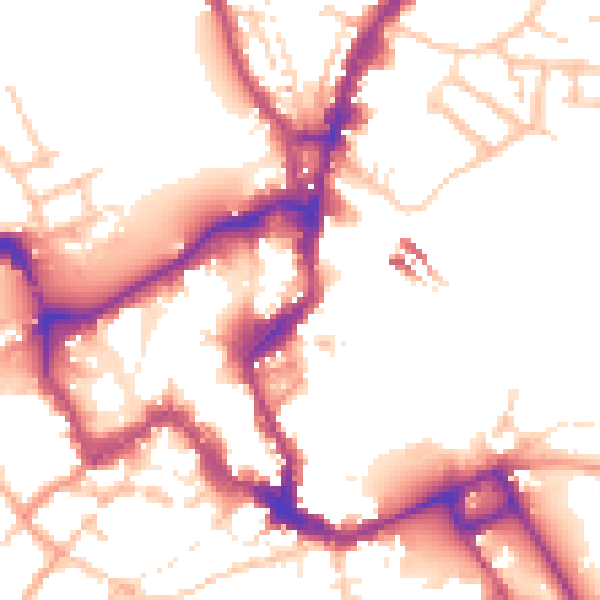 Daytime road noise heatmap for SY1 2AZ