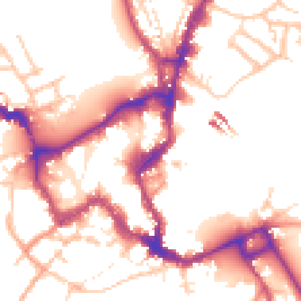 Daytime road noise heatmap for SY1 2BB