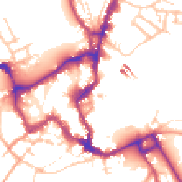 Daytime road noise heatmap for SY1 2BQ