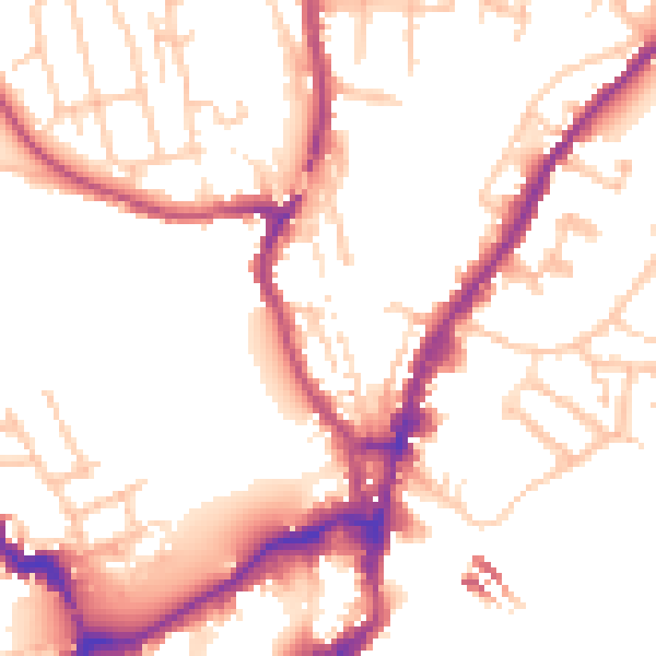 Daytime road noise heatmap for SY1 2DH