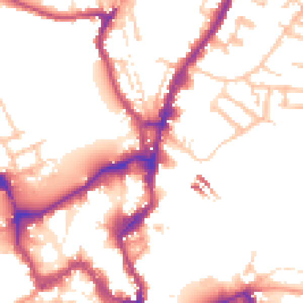 Daytime road noise heatmap for SY1 2DJ