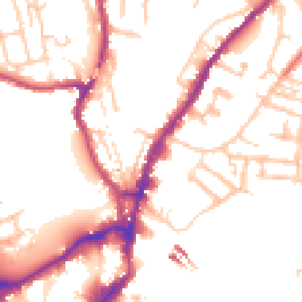 Daytime road noise heatmap for SY1 2EH