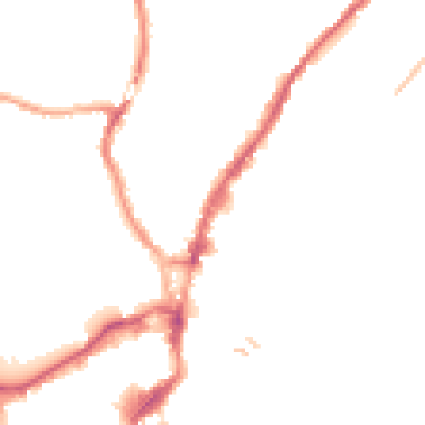 Night-time road noise heatmap for SY1 2EJ