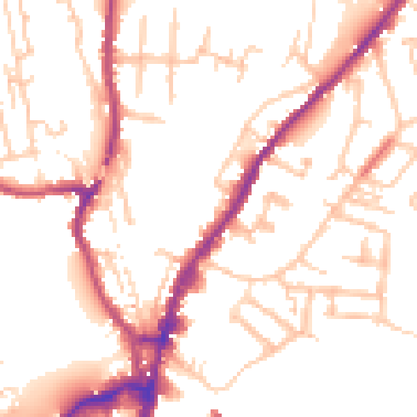 Daytime road noise heatmap for SY1 2ET