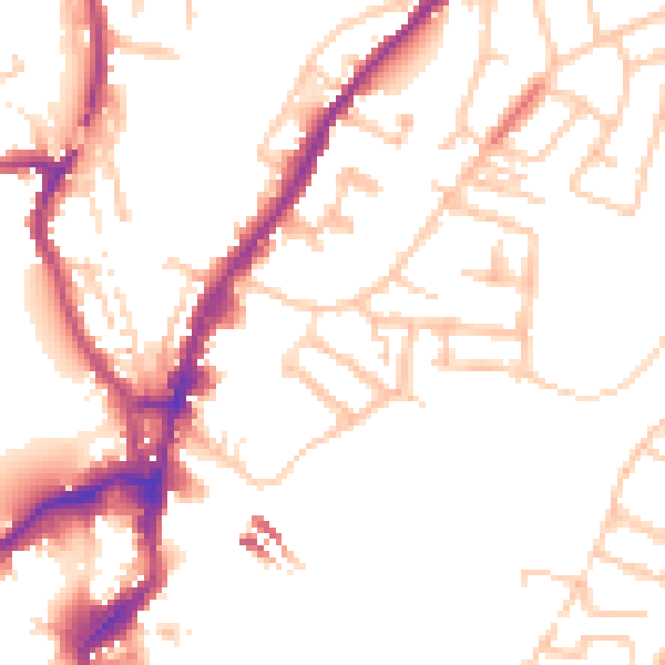 Daytime road noise heatmap for SY1 2HY