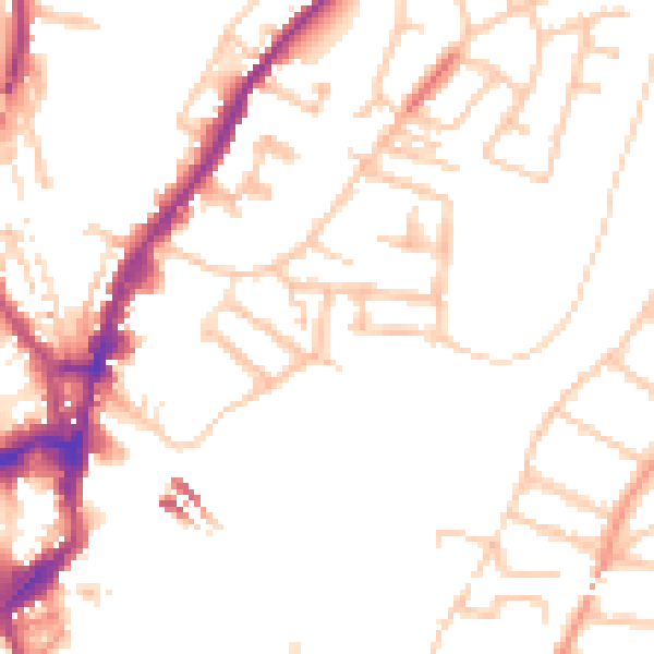 Daytime road noise heatmap for SY1 2JQ