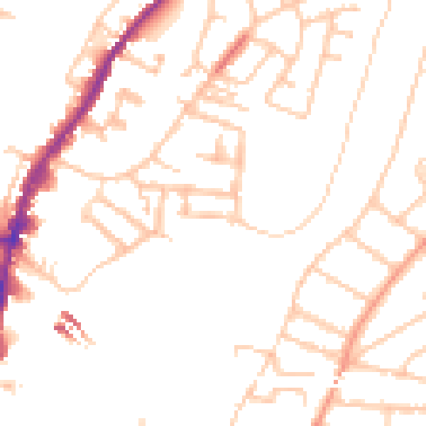 Daytime road noise heatmap for SY1 2JW
