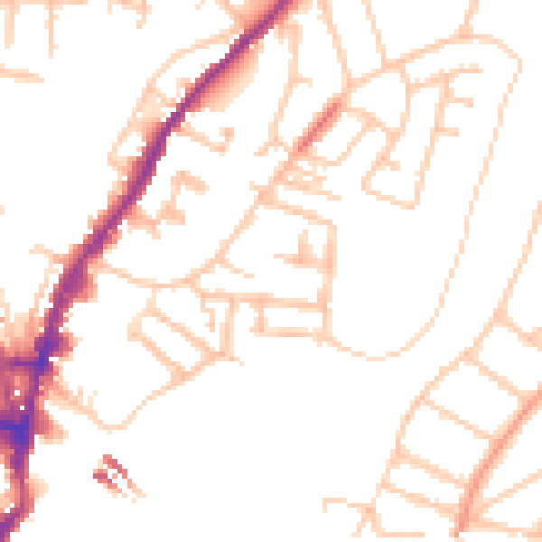 Daytime road noise heatmap for SY1 2LG
