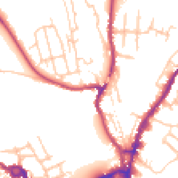 Daytime road noise heatmap for SY1 2LL