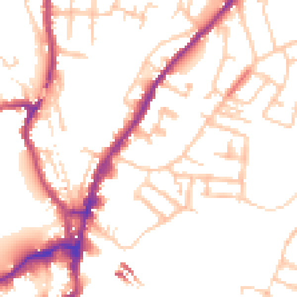 Daytime road noise heatmap for SY1 2LQ