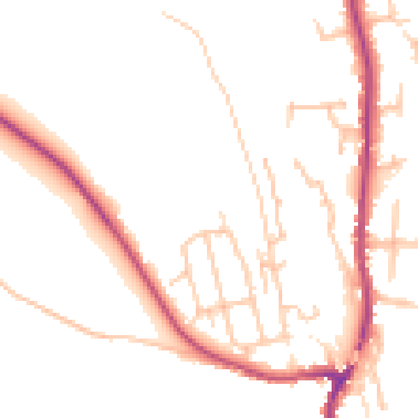 Daytime road noise heatmap for SY1 2NJ