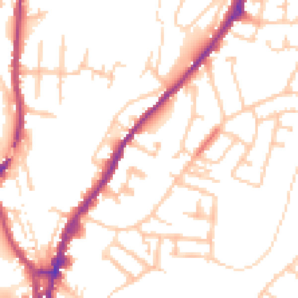 Daytime road noise heatmap for SY1 2NX