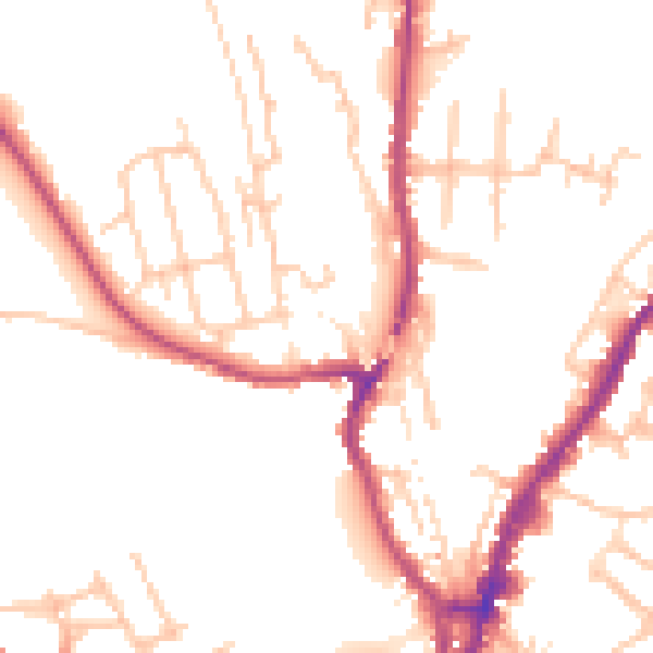 Daytime road noise heatmap for SY1 2NY