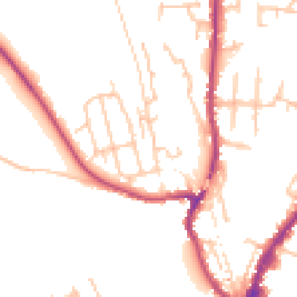 Daytime road noise heatmap for SY1 2PB