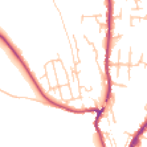 Daytime road noise heatmap for SY1 2PW