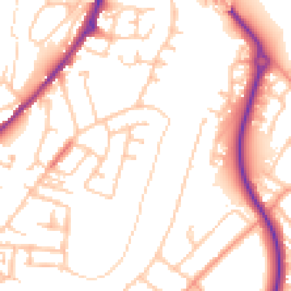 Daytime road noise heatmap for SY1 2TP
