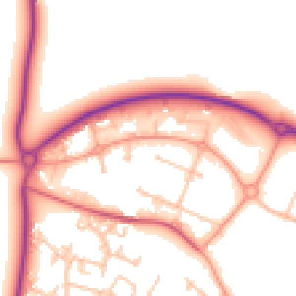 Daytime road noise heatmap for SY1 3AB