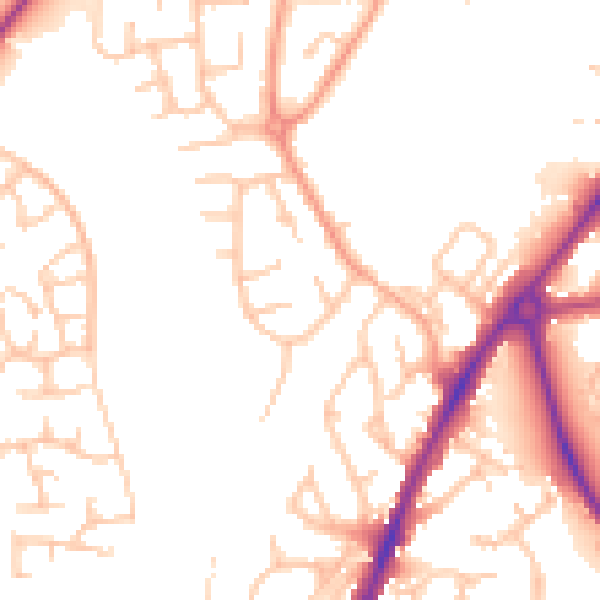 Daytime road noise heatmap for SY1 3BZ