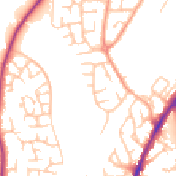 Daytime road noise heatmap for SY1 3DB