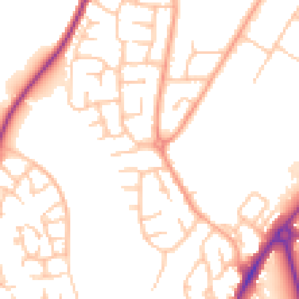 Daytime road noise heatmap for SY1 3DJ