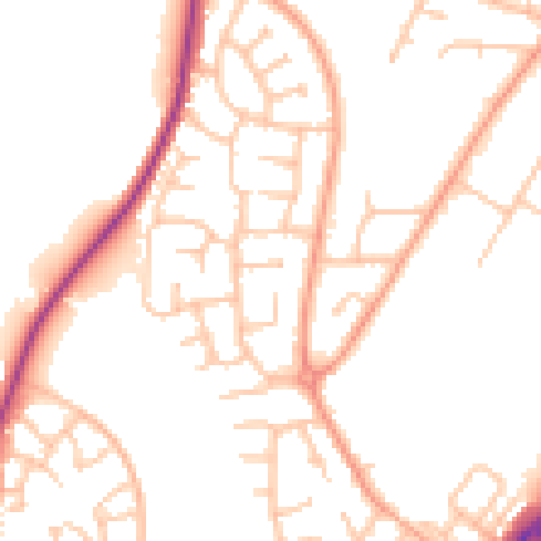 Daytime road noise heatmap for SY1 3DT