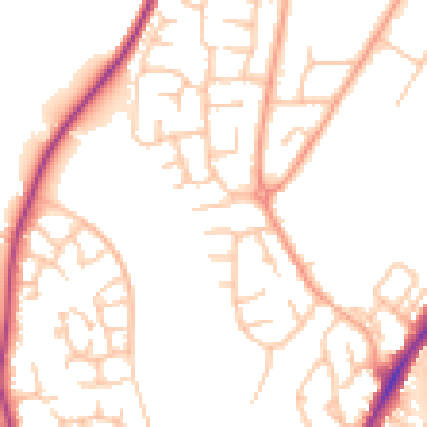 Daytime road noise heatmap for SY1 3DX