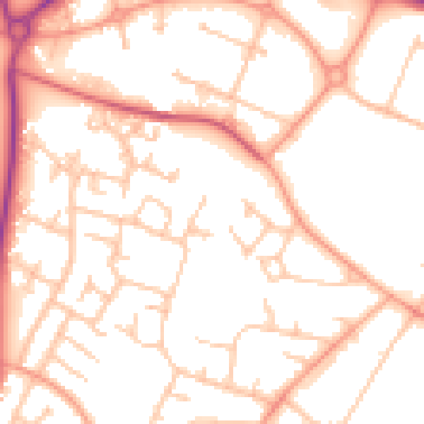 Daytime road noise heatmap for SY1 3FH