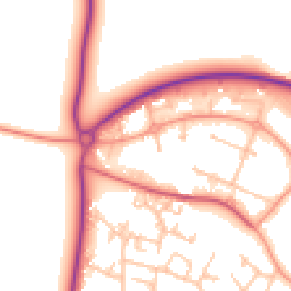 Daytime road noise heatmap for SY1 3GA
