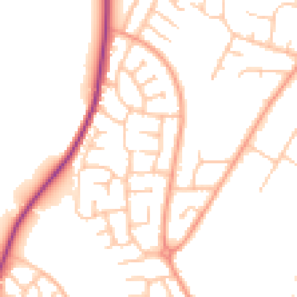 Daytime road noise heatmap for SY1 3HB