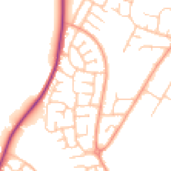 Daytime road noise heatmap for SY1 3HD