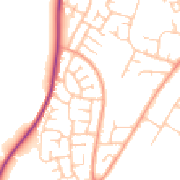 Daytime road noise heatmap for SY1 3HH