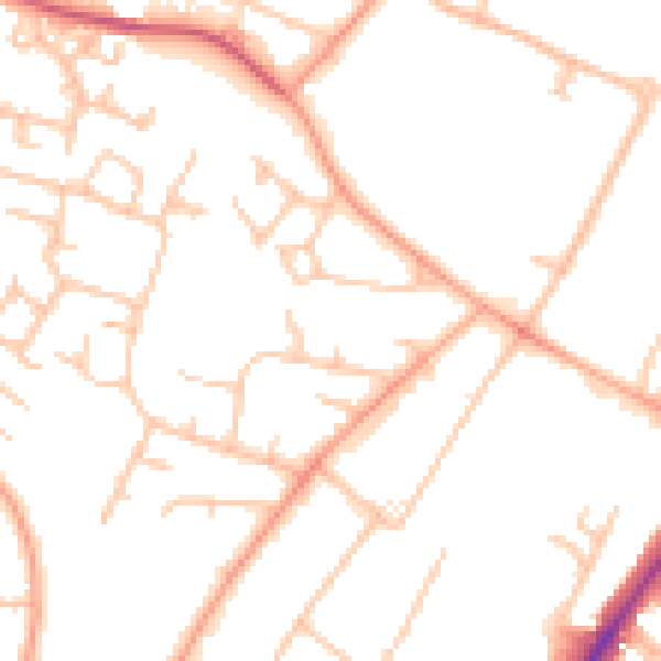 Daytime road noise heatmap for SY1 3JL